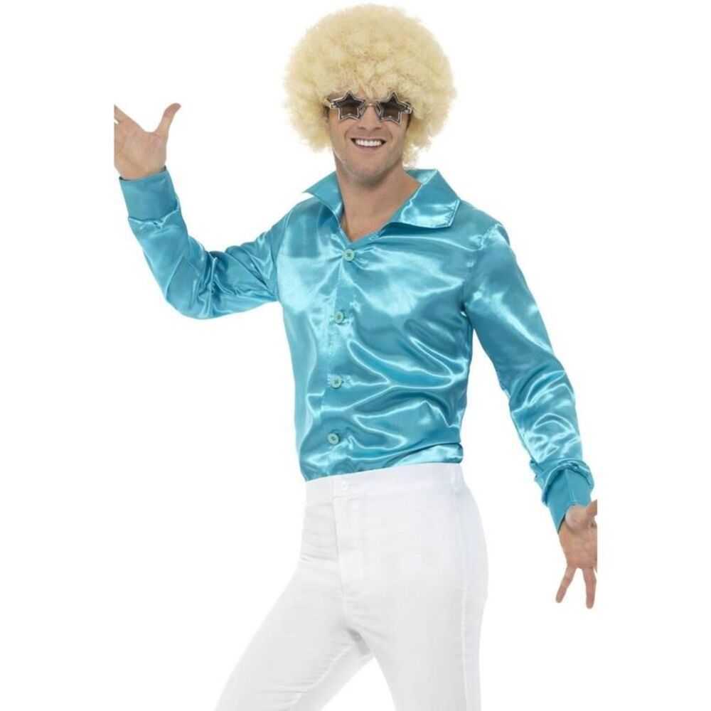 Smiffys Mens 60s Costume Shirt / Blue